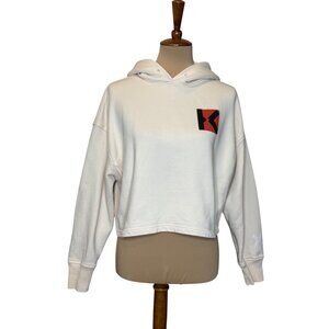 Kenzo Cream White Cropped Hoodie With Logo Medium